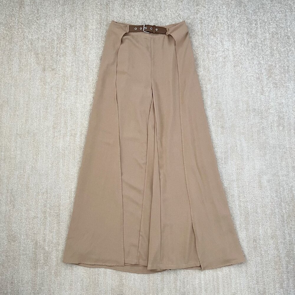Shein High Waist Wide Leg Maxi Skirt Pants M / 6 Tan